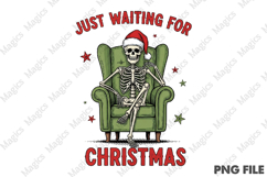Just Waiting For Christmas Skeleton Png Product Image 1