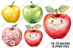 Apple Clipart Design, Watercolor PNG Product Image 1