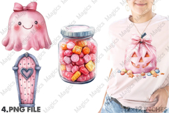 Cute Pink Halloween Clipart Product Image 1
