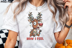 How I Feel, Christmas Deer Sublimation Png Product Image 3
