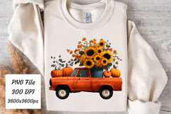 Watercolor Fall Pumpkin Truck Png | Fall Png Product Image 1