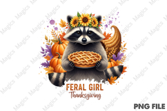 Feral Girl Funny Thanksgiving Png Product Image 1