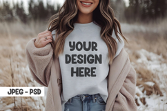 Female model t-shirt mockup psd &amp; jpeg Product Image 1