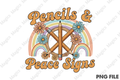Pencils &amp; Peace Signs PNG - Teacher Sublimation Design Product Image 1