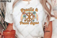 Pencils &amp; Peace Signs PNG - Teacher Sublimation Design Product Image 2