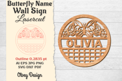 Butterfly Name Wall Art Sign Product Image 1
