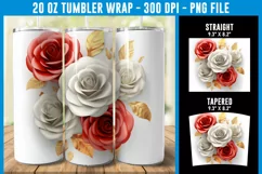 3D Rose Tumbler Wrap, 3D Flowers Tumbler Wrap, 3D Roses Product Image 1