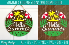 Summer Welcome Door Hangers SVG | Summer Round Signs SVG Product Image 1