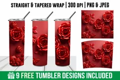 3d Red Rose Tumbler Sublimation | 3d Rose Tumbler Wrap Product Image 1