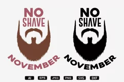 No Shave November SVG, DXF, PNG, EPS, Cutting Files Product Image 1