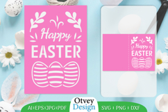 Happy Easter Greeting Card SVG, Easter SVG Papercut Template Product Image 2