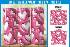 3D Inflated Hearts Tumbler Wrap PNG | 3D Puff Tumbler Wrap Product Image 1