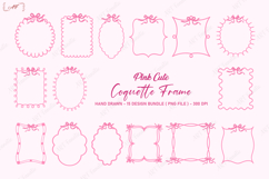 Pink Cute Coquette Frame Bundle Png | Pink Ribbon Border Png Product Image 1