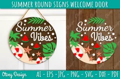 Summer Welcome Door Hangers SVG | Summer Round Signs SVG Product Image 1