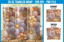 3D Inflated Daisy Flower Tumbler Wrap | 3D Puff Tumbler Product Image 1