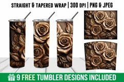 Tooled Rose Tumbler Wrap | 3d Golden Rose Tumbler | 3d Rose Product Image 1