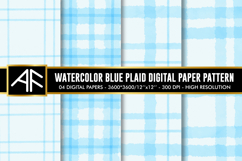 Watercolor Sky Blue Stripes Digital Paper Patterns Product Image 1