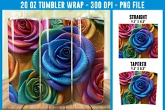 3D Rainbow Rose Tumbler Wrap | 3D Rose Tumbler | 3D Roses Product Image 1