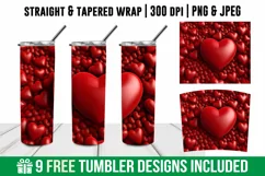 3d Red Heart Tumbler Wrap | 3d heart tumbler | 3d heart Wrap Product Image 1