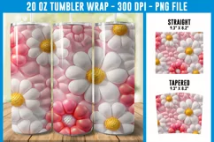 3D Inflated Daisy Flower Tumbler Wrap | 3D Puff Tumbler Product Image 1