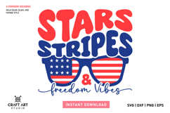 Stars Stripes Freedom Vibes SVG | 4th Of July SVG Cutfile Product Image 1