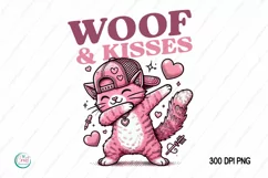 Valentine Dog Sublimation, Woof & Kisses Dog Dave PNG Design Product Image 2
