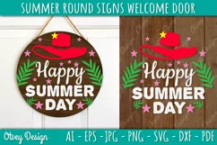 Summer Welcome Door Hangers SVG | Summer Round Signs SVG Product Image 1