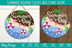 Summer Welcome Door Hangers SVG | Summer Round Signs SVG Product Image 1