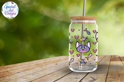 Colorful Cat and Fish Ombre | 16oz glass can Product Image 2