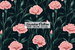 Carnation Flower Digital Paper Pattern | Seamless Pattern Product Image 1