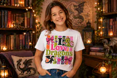 I Love Dragons Fantasy Bookish PNG Graphic Product Image 3