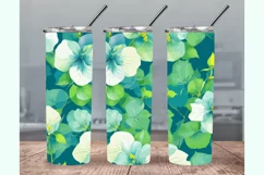Hibiscus Green Flower Tumbler Sublimation Wrap Product Image 1