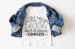 100 days of school coloring shirt SVG, Level 100 complete Product Image 2