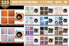 Square Coaster Bundle | Square Coaster Png | Coater Design Product Image 1
