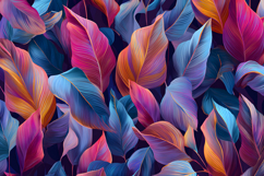 Colorful Tropical Leaves Pattern | Tropical Leave Background Product Image 1