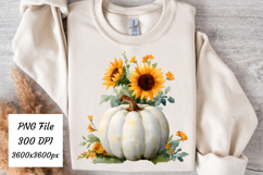 Watercolor Fall Pumpkin Sunflower Png | Fall Png Product Image 1
