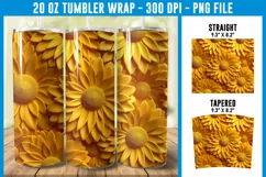 3D Sunflower Tumbler Wrap, Sunflower Sublimation Tumbler PNG Product Image 1