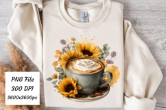 Watercolor Fall Coffee Latte Png | Fall Latte Png Product Image 1