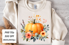 Watercolor Boho Fall Pumpkin Png | Fall Png Product Image 2