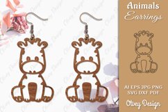 Giraffe Animals Earrings Laser Cut Product Image 1