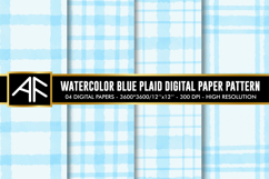 Watercolor Sky Blue Stripes Digital Paper Patterns Product Image 1
