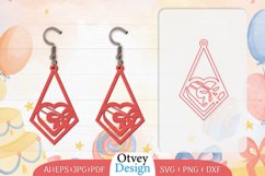 Earrings Valentine Lasercut, Earring Birthday Lasercut Product Image 2