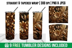 3d Tooled Gold Floral Tumbler Wrap | 3d Floral Tumbler Wrap Product Image 1