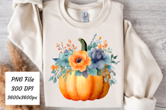 Watercolor Boho Fall Pumpkin Png | Fall Png Product Image 1