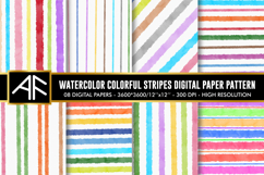 Watercolor Colorful Stripe Digital Paper Patterns Product Image 1