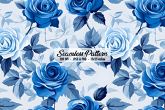 Blue Rose Digital Paper Pattern | Seamless Pattern Product Image 1