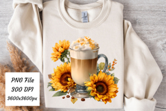 Watercolor Fall Coffee Latte Png | Fall Latte Png Product Image 1