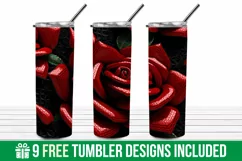 3d Red Rose Flower Tumbler Design, 3D Flowers Tumbler Wrap Product Image 1