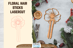 Hair Sticks Floral Laser Cut Product Image 1