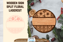 Wooden Sign Split Floral Lasercut Product Image 1